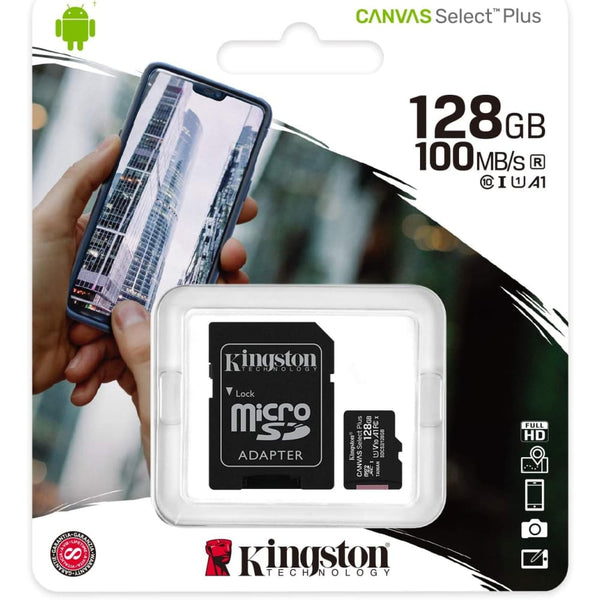 Buy Kingston 128gb Microsd Class 10 Canvas Select Plus Card with Sd Adaptor in Egypt | Shamy Stores