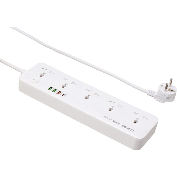 Buy Ldnio Sc5415 Surge Fast Charging Power Strip with 5 Ac Outlets & 4usb Charging Ports 2m Extension Pd Power Soket White in Egypt