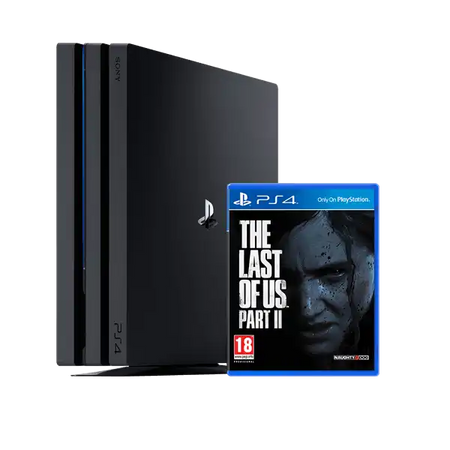 PlayStation 4 Pro console with ’The Last of Us Part II’ game.