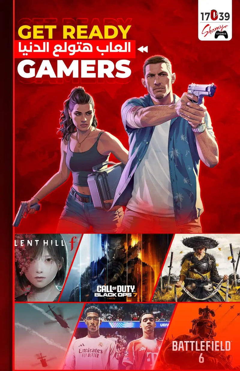 A poster advertising video games and gaming services.
