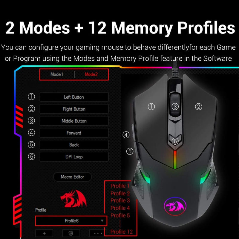 Buy Redragon M601 Rgb Cenrophorus 7200 Dpi Gaming Mouse in Egypt | Shamy Stores