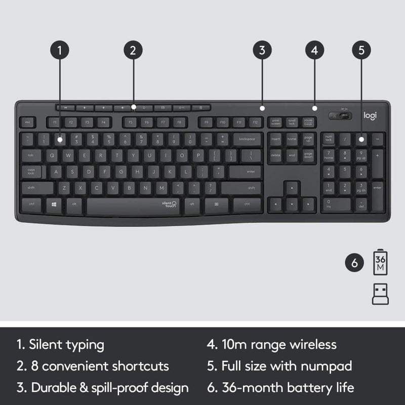 Buy Logitech Mk295 Wireless Mouse & Keyboard Kit With Silent Touch Technology In Egypt | Shamy Stores